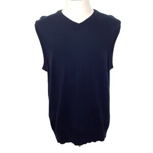 Hart Schaffner Marx 100% Merino Wool Sweater Vest Mens XL Navy Blue Quiet Luxury